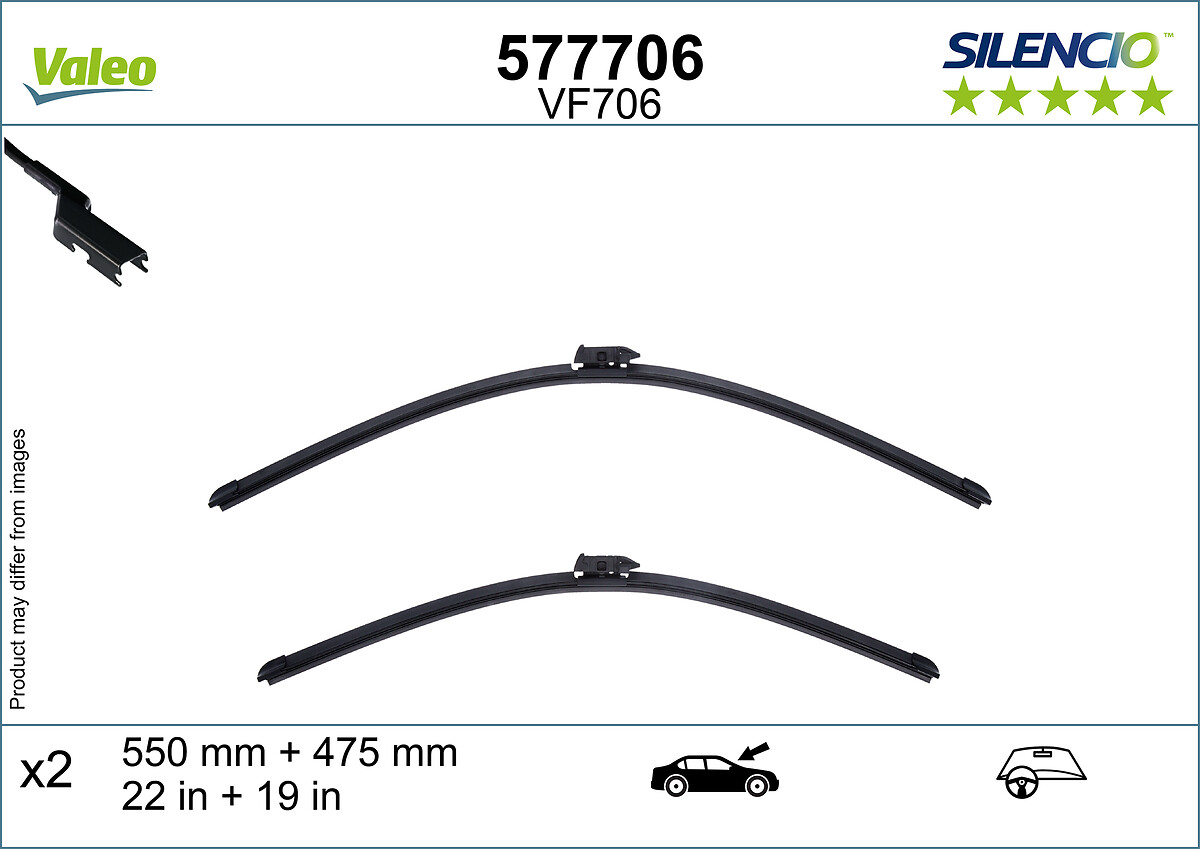 VALEO 577706 SILENCIO FLAT BLADE SET Μάκτρο καθαριστήρα εμπρός for MG